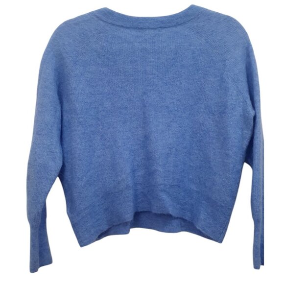 Madewell Ginny V-Neck Sweater Pullover Alpaca Blend Blue Heather Oasis NWT - Picture 4 of 10